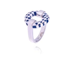Bague argent Damier Bari